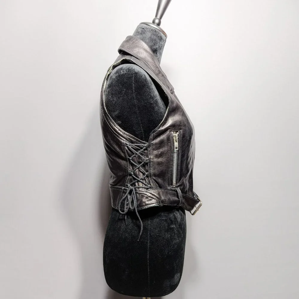 Black leather vest - Picture 2 of 3